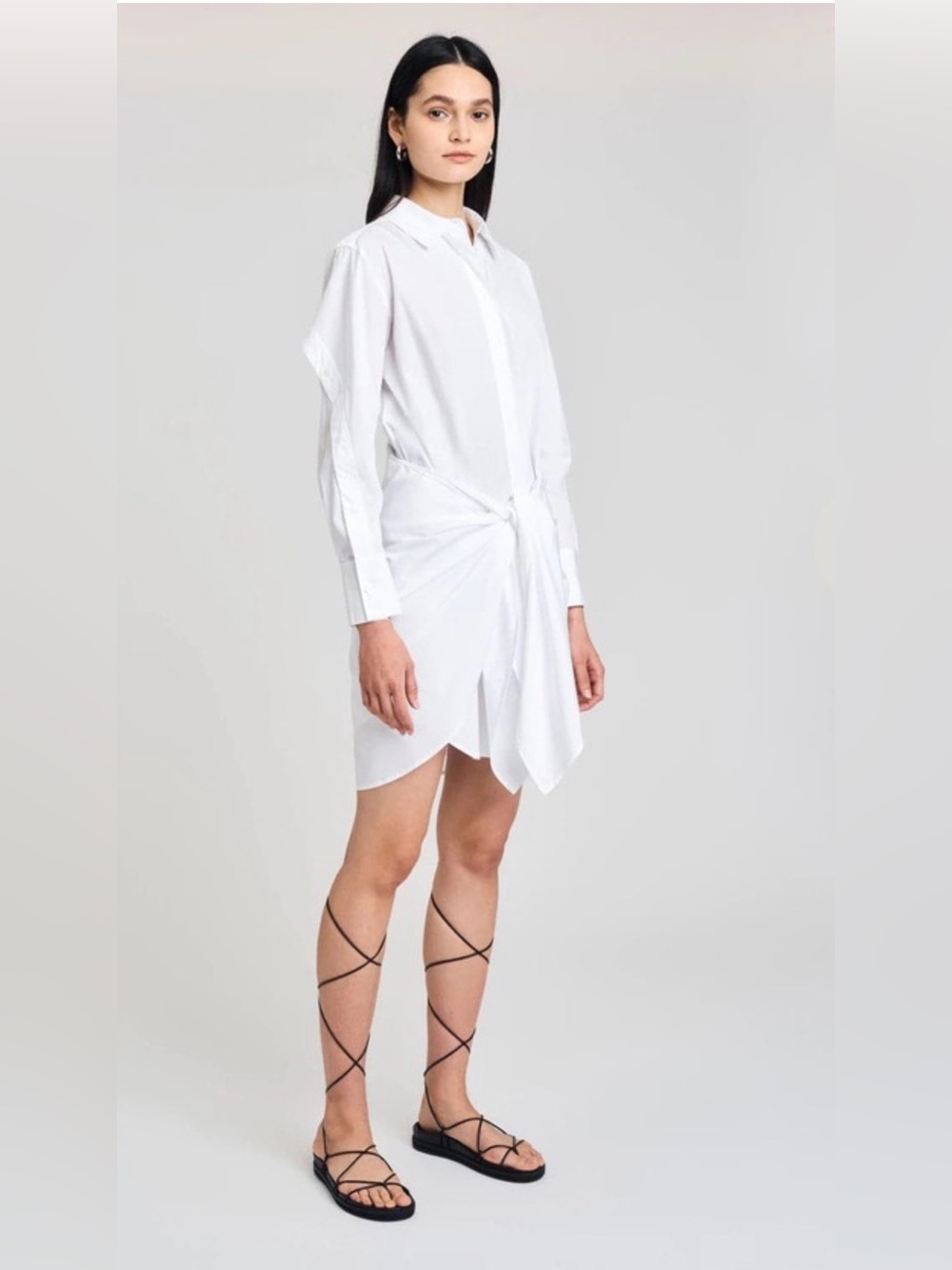 NWT Anthropologie Derek Lam 10 Crosby cotton Tie Front Charlotte Shirtdress - Picture 14 of 14